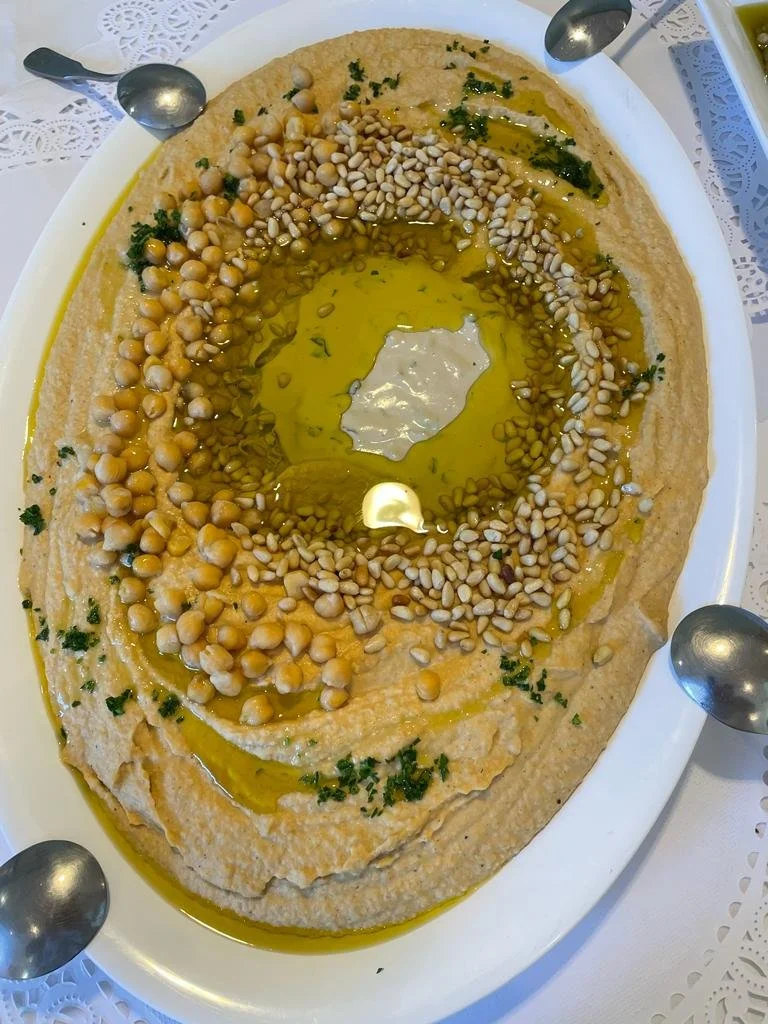 Summer lunch spread with fresh Mediterranean dishes